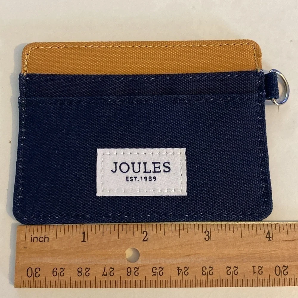 Joules On The Go Card Wallet in Navy Blue and Yellow